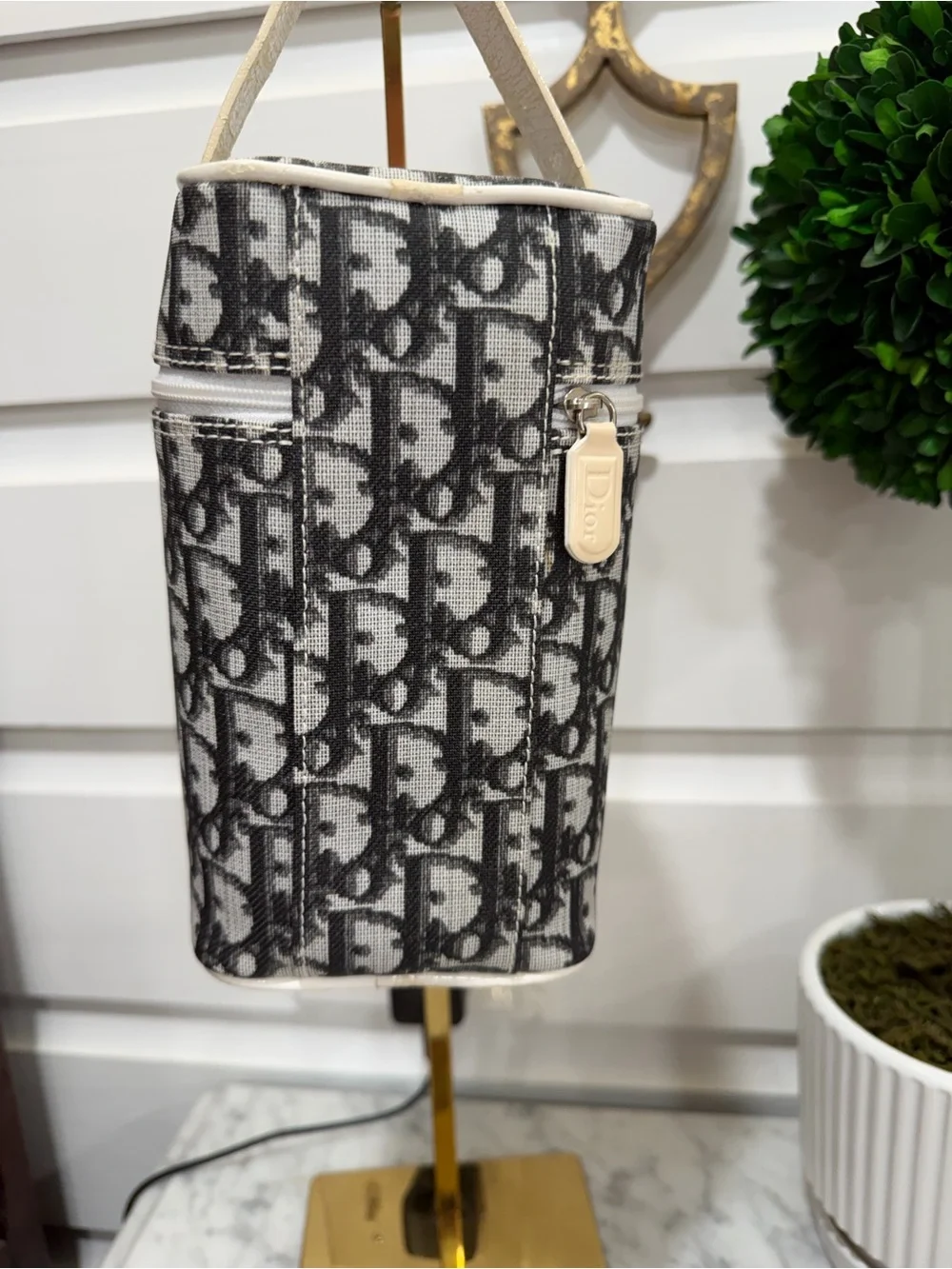 Dior Black and White Monogram Canvas Cosmetic Case with '2' Patch
